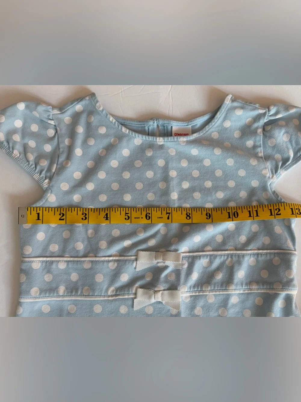 Gymboree Light Blue Polka Dot Dress with Bows